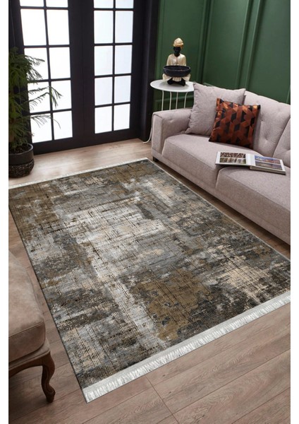 Kahverengi Halı Kaymaz Tabanlı Kilim Makinede Yıkanabilir Dot Tabanlı Salon Halısı 5161B modelleri