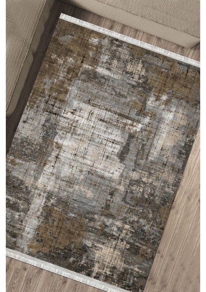 Kahverengi Halı Kaymaz Tabanlı Kilim Makinede Yıkanabilir Dot Tabanlı Salon Halısı 5161B fırsatları