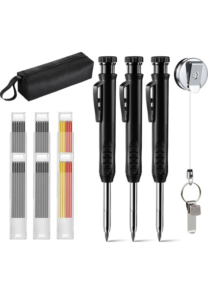 36 Yedek ve Mimar Tuval Kılıfı Için Geri Çekilebilir Kalem Tutuculu Mekanik Ahşap Işleme Kalem Seti (Yurt Dışından)