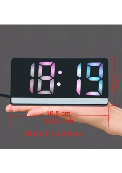 SR2205 Rgb Rakamlı Dijital Masa Saati Titreşim Sensörlü Alarm/takvim/termometre/çalar Saat