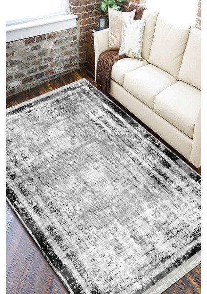 Gri Bohem Kilim Makinede Yıkanabilir Halı Kaymaz Taban Kilim Dot Tabanlı Salon Halısı 5240A fiyatları