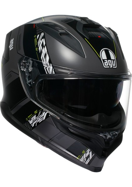 K7 Kyber Matt Grey Yellow Fluo Kapalı Kask