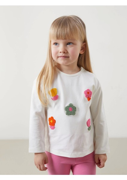 Lcw Baby Ekru Bisiklet Yaka Çiçekli Kız Çocuk Bluz ve Tayt 2li fiyatları