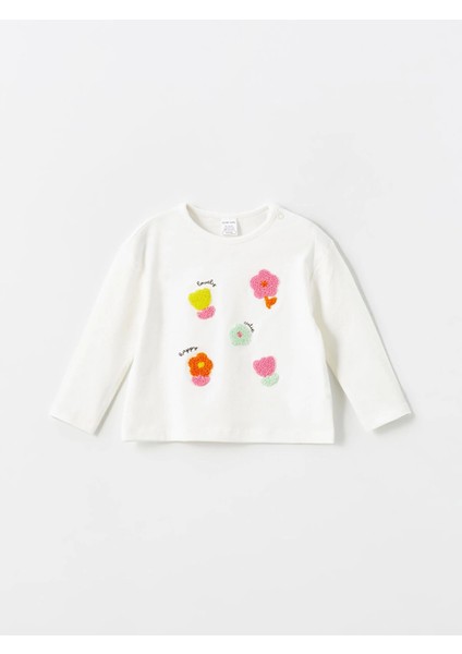 Lcw Baby Ekru Bisiklet Yaka Çiçekli Kız Çocuk Bluz ve Tayt 2li fırsatları