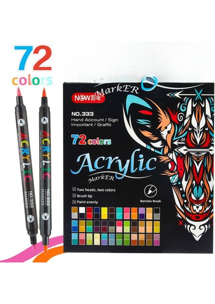 Graffiti Resim Suluboya Kalem Çift Başlı Iki Renk 36 Adet 72 Renk Marker Kalem (Yurt Dışından)