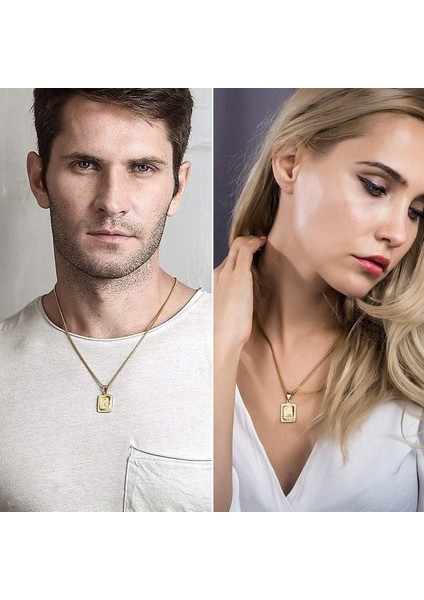 Fybang Ilk Az Harf Kolye Kolye Mens Womens Büyük Harf Sarı Altın Kaplama Paslanmaz Çelik Kutu Zincir (Yurt Dışından) fiyatları