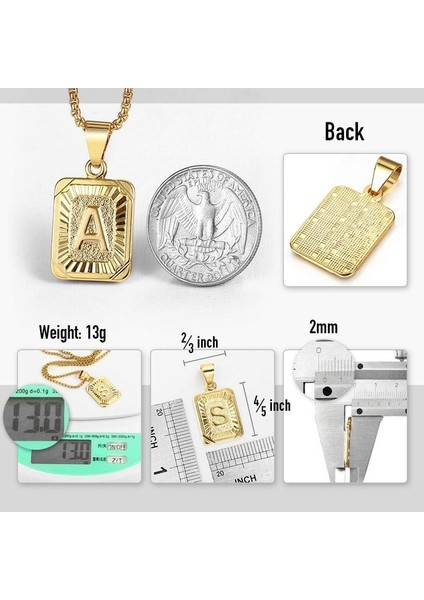 Fybang Ilk Az Harf Kolye Kolye Mens Womens Büyük Harf Sarı Altın Kaplama Paslanmaz Çelik Kutu Zincir (Yurt Dışından) modelleri