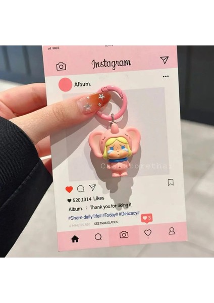 Kawaii Mini Crybaby The Elephant Serisi Anahtar Kolye Sevimli Anime Figür Bebek Sırt Çantası Dekoru Çift Cep Telefon Zinciri Hediyeler: 2 (Yurt Dışından)