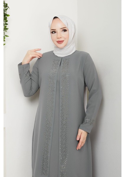 Serpme Taşlı Büyük Beden Anne Elbisesi modelleri