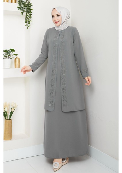 Serpme Taşlı Büyük Beden Anne Elbisesi fırsatları