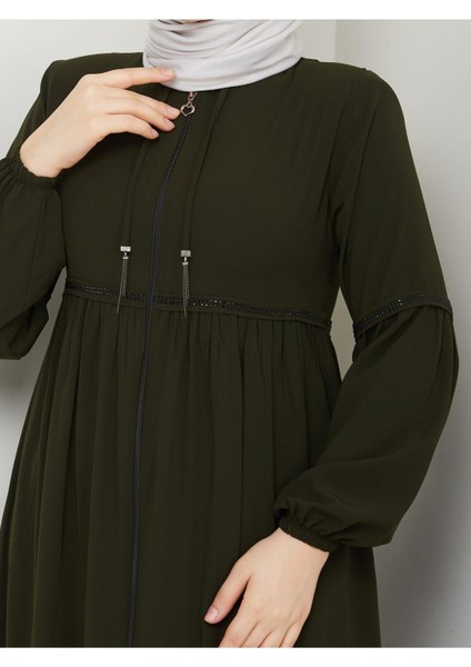 Gündelik Hac ve Umrelik Kolu ve Beli Büzgü ve Taş Detaylı Ferace fiyatları