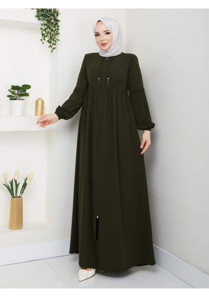 Gündelik Hac ve Umrelik Kolu ve Beli Büzgü ve Taş Detaylı Ferace indirimleri