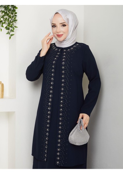 Papatya Taşlı Büyük Beden Anne Elbisesi