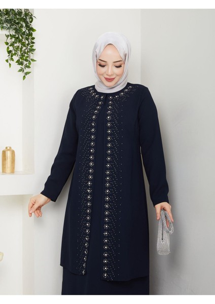 Papatya Taşlı Büyük Beden Anne Elbisesi modelleri