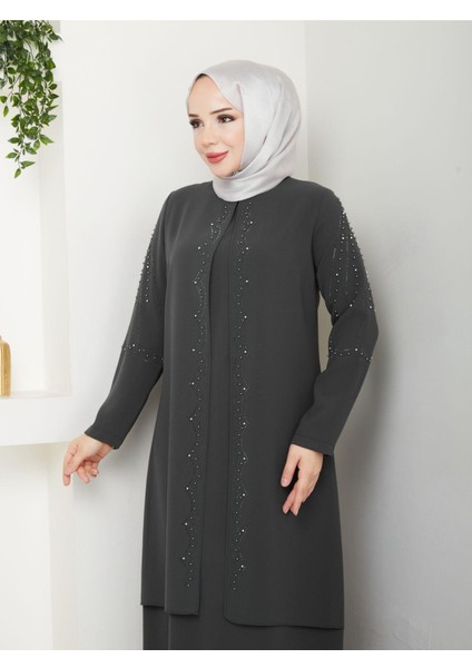 Yelpaze Taşlı Büyük Beden Anne Elbisesi modelleri