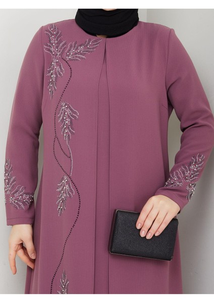 Büyük Beden Yaprak Taşlı Anne Elbisesi EN7008 fiyatları