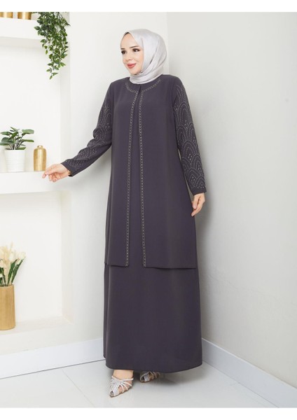 Kolları Taşlı Büyük Beden Anne Elbisesi fırsatları
