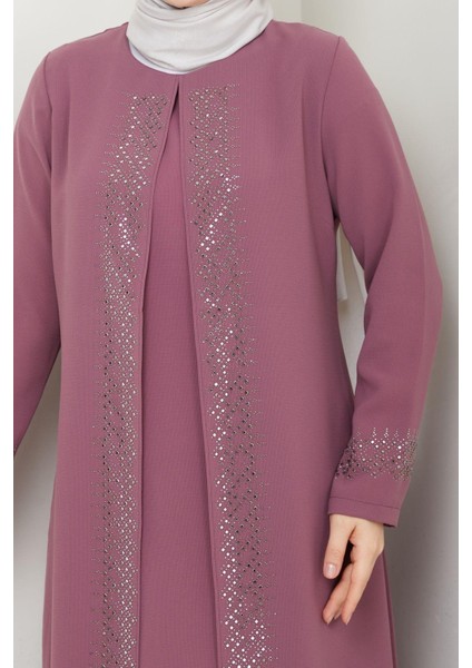 Serpme Taşlı Büyük Beden Anne Elbisesi fiyatları