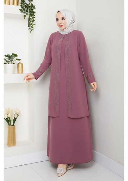 Serpme Taşlı Büyük Beden Anne Elbisesi fırsatları