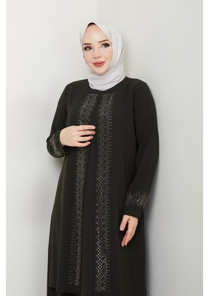 Serpme Taşlı Büyük Beden Anne Elbisesi modelleri