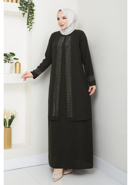 Serpme Taşlı Büyük Beden Anne Elbisesi fırsatları