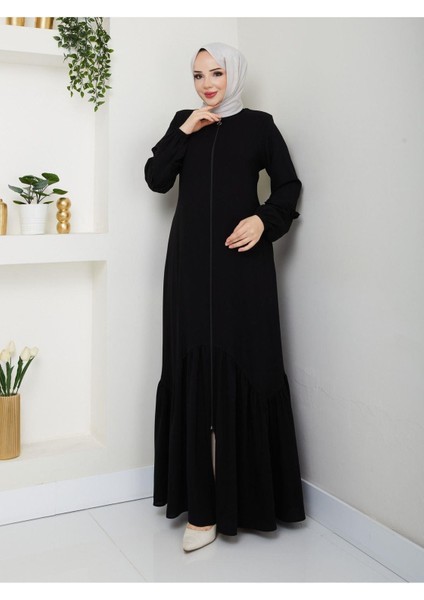 Köşeli Büzgü Detaylı Medine Ipeği Ferace fırsatları