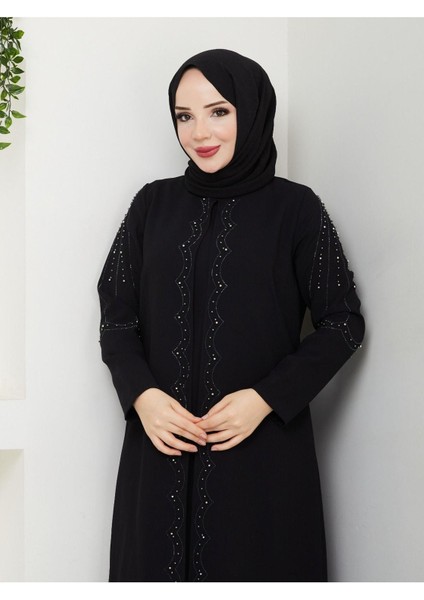 Yelpaze Taşlı Büyük Beden Anne Elbisesi