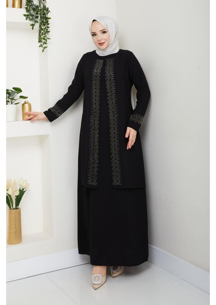 Serpme Taşlı Büyük Beden Anne Elbisesi indirimleri