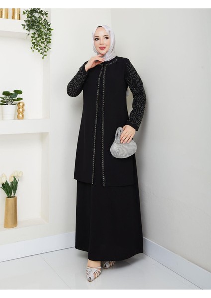 Kolları Taşlı Büyük Beden Anne Elbisesi fırsatları