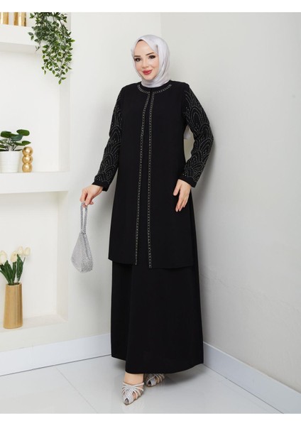 Kolları Taşlı Büyük Beden Anne Elbisesi indirimleri