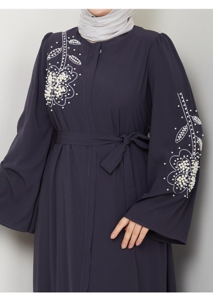 Gündelik Papatya Desenli Beyaz Inci Taşlı Ferace indirimleri