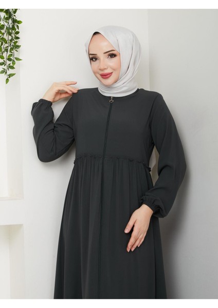 Hac ve Umrelik Büzgü Detaylı Medine Ipeği Ferace