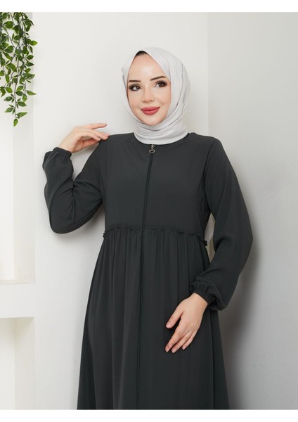 Hac ve Umrelik Büzgü Detaylı Medine Ipeği Ferace modelleri