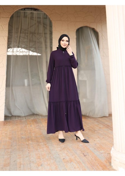 Hac ve Umrelik Büzgü Detaylı Medine Ipeği Ferace
