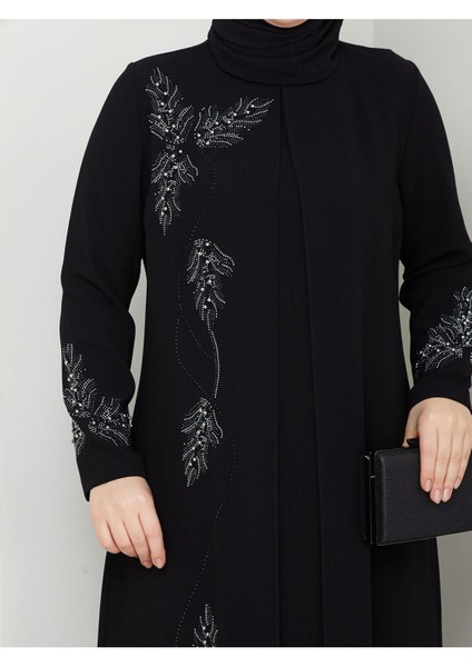 Büyük Beden Yaprak Taşlı Anne Elbisesi EN7008 fiyatları