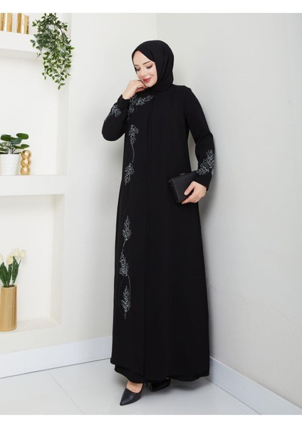 Büyük Beden Yaprak Taşlı Anne Elbisesi EN7008 fırsatları