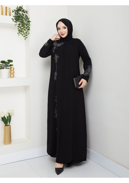 Büyük Beden Yaprak Taşlı Anne Elbisesi EN7008 indirimleri