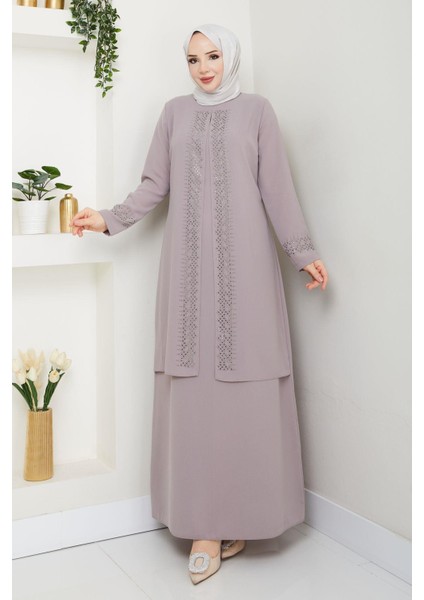 Serpme Taşlı Büyük Beden Anne Elbisesi indirimleri