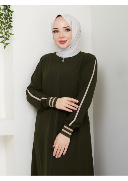 Gündelik Hac ve Umrelik Ribanalı Şeritli Ferace modelleri