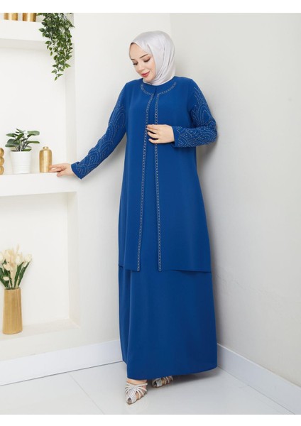 Kolları Taşlı Büyük Beden Anne Elbisesi fırsatları