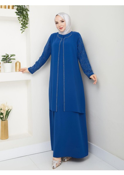 Kolları Taşlı Büyük Beden Anne Elbisesi indirimleri