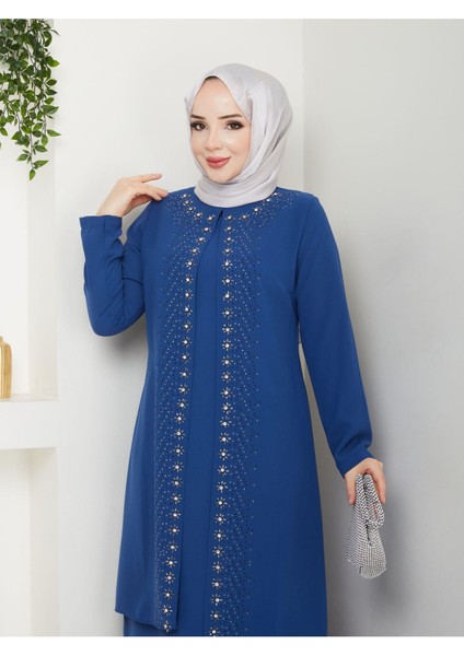 Papatya Taşlı Büyük Beden Anne Elbisesi modelleri