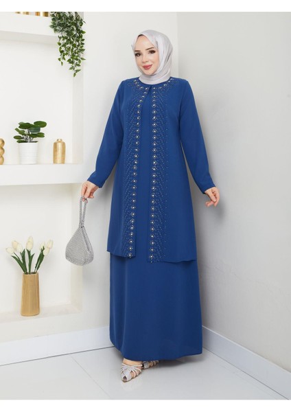 Papatya Taşlı Büyük Beden Anne Elbisesi indirimleri