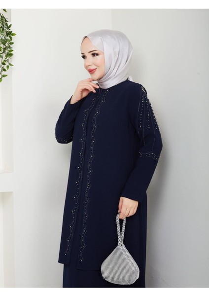 Yelpaze Taşlı Büyük Beden Anne Elbisesi