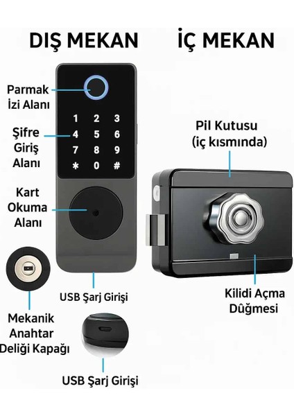 Dış Ortam Tutmalı Alüminyum Akıllı Kilit | OK0130 fiyatları