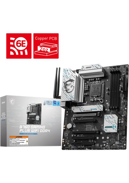 Msı B760 Gamıng Plus Wıfı Ddr4 Intel LGA1700 Ddr4 5333+(OC)MHZ Atx Anakart