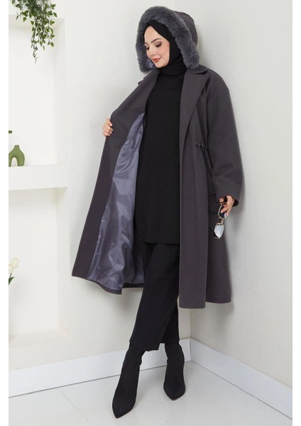 Kapüşonlu Kaşe Mont 120 cm modelleri