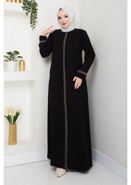 Gündelik Hac ve Umrelik Nakış ve Taş Detaylı Ferace indirimleri