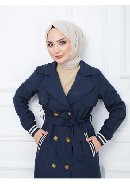 Fermuar Detaylı Trençkot Bondit Kumaş GTRENC0004 fırsatları