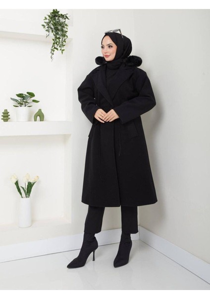 Kapüşonlu Kaşe Mont 120 cm